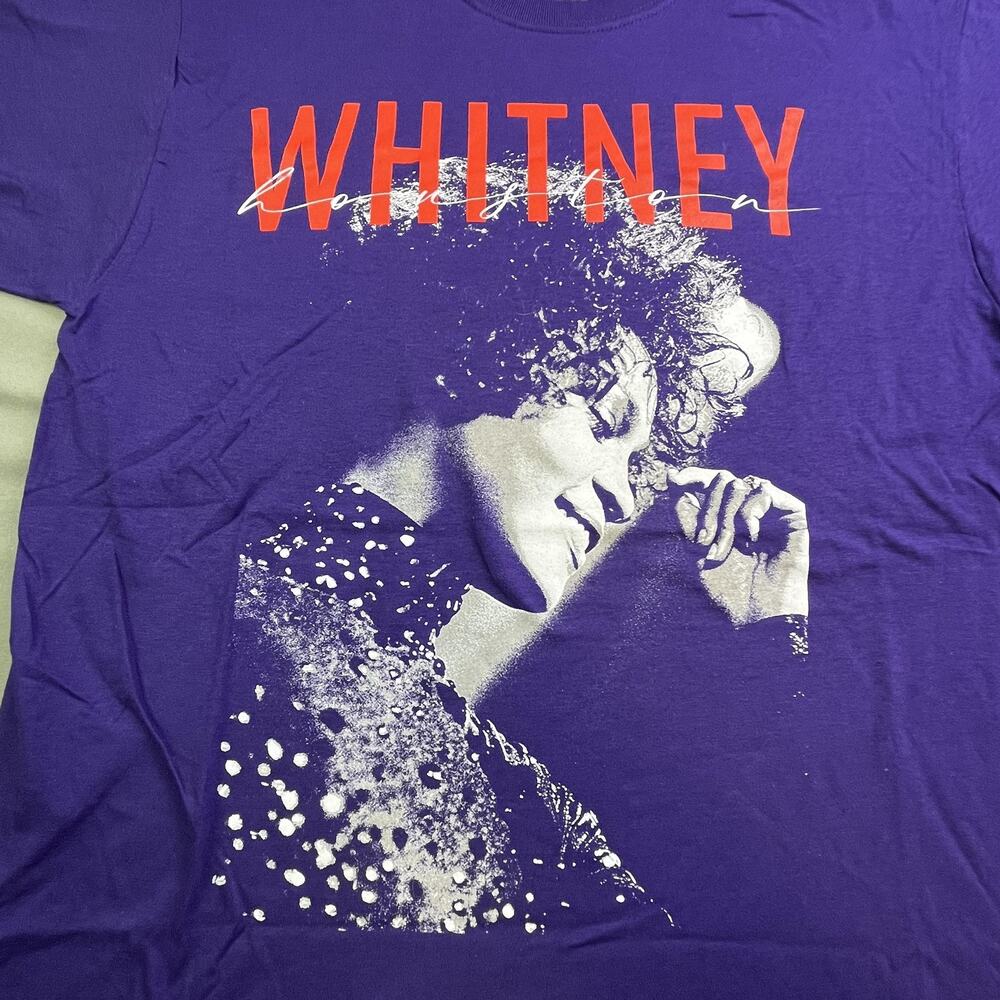 Whitney Houston Shirt Mens Medium Purple Photo Graphic Music Pop Tee T-Shirt - Picture 2 of 4